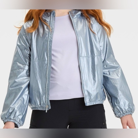 all in motion Other - All In Motion Metallic Blue Holographic Windbreaker Jacket Girls XL 16